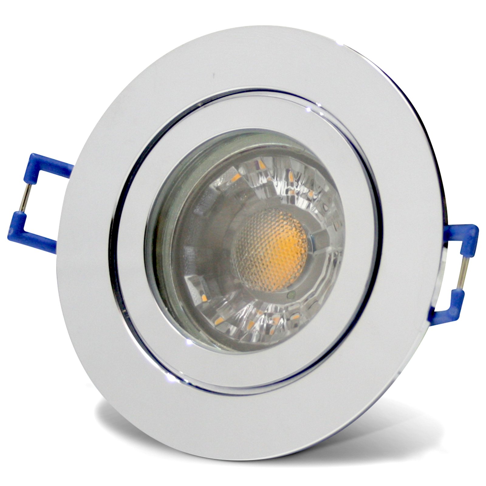 LED Bad Einbaustrahler 12V inkl. 7 x 5W LED LM Farbe Chrom IP44 LED Einbauleuchten Neptun Rund 3000K Deckenspots
