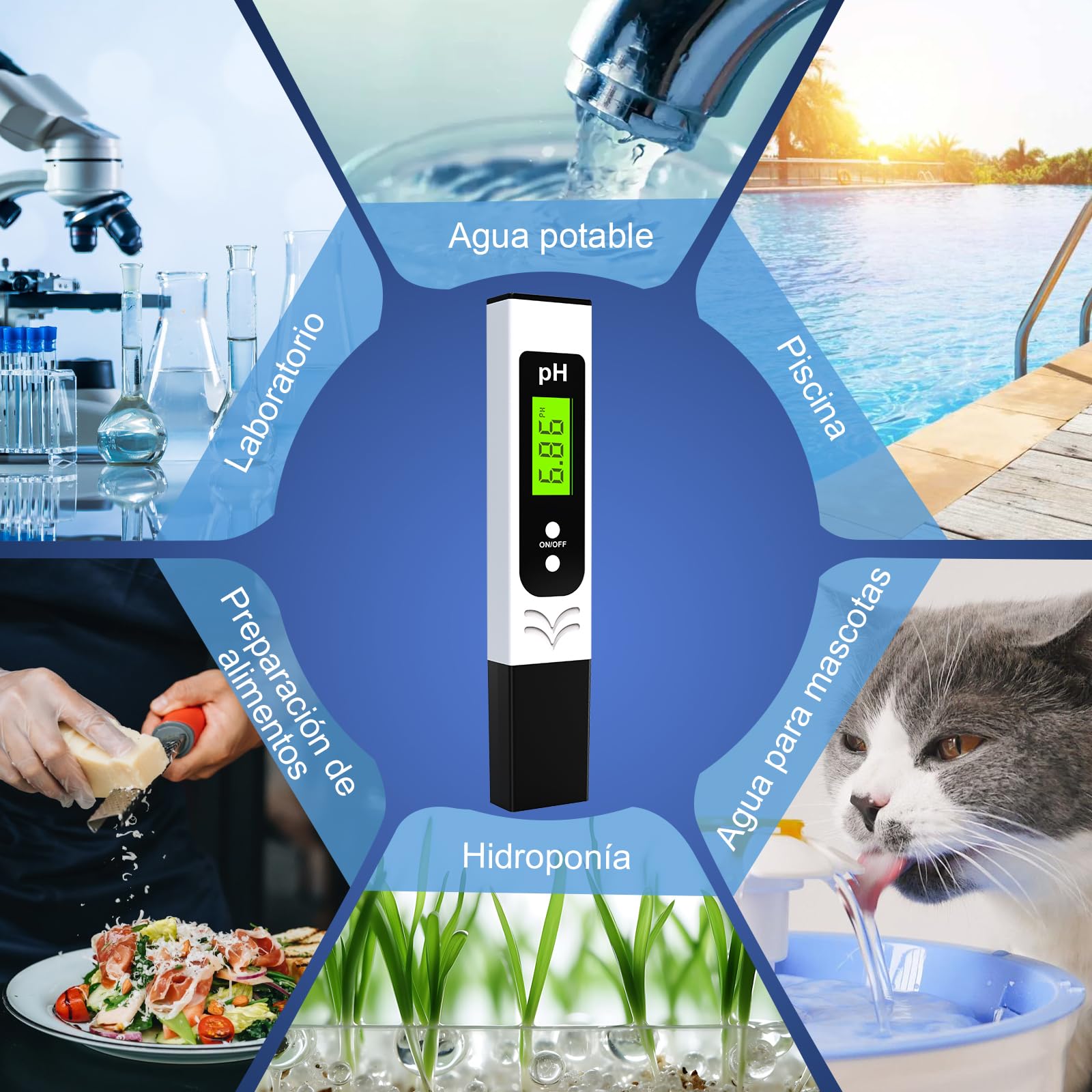 Medidor de pH de alta Precisión ± 0,01 para Piscina y Agua Potable con Pantalla LCD