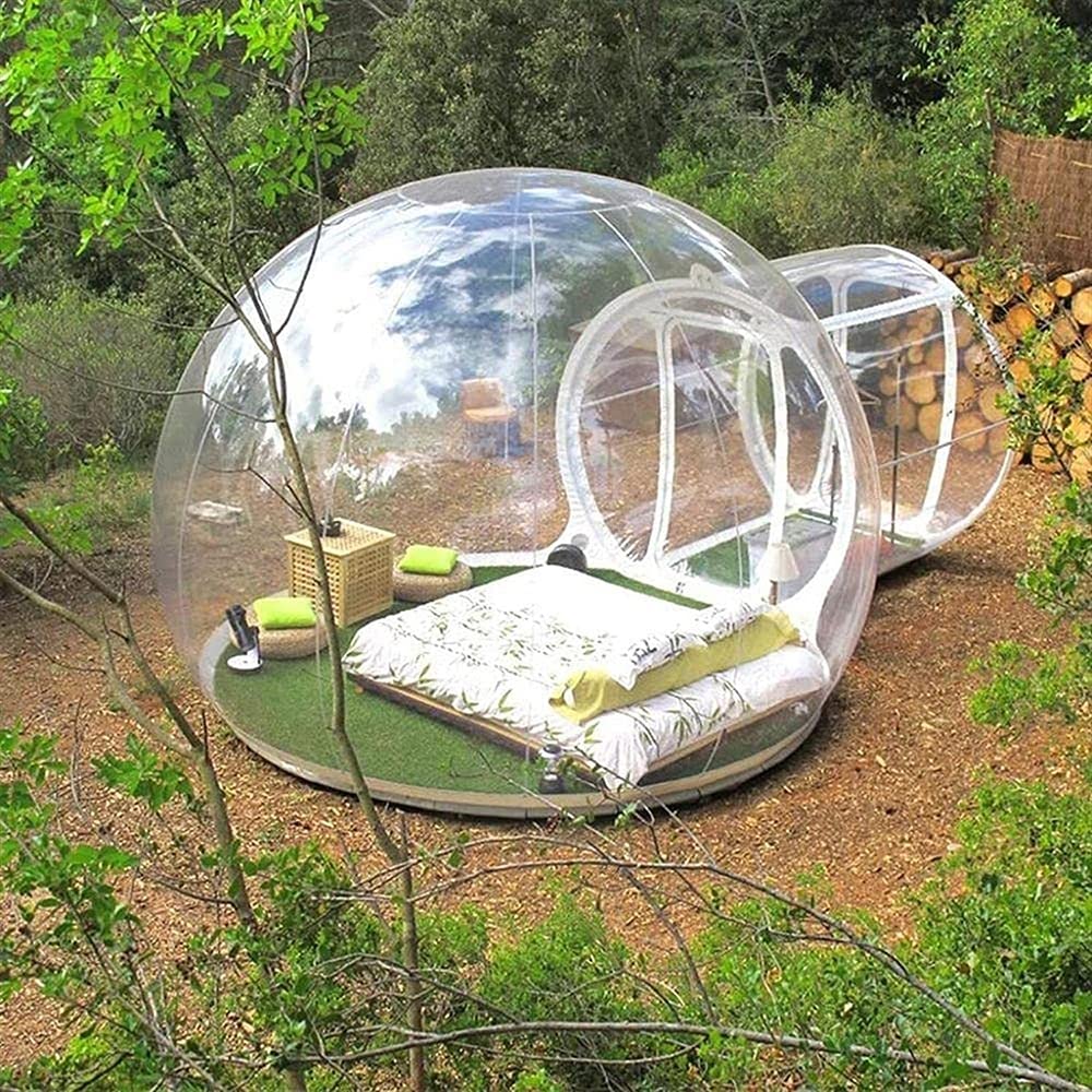 13FT Transparent Outdoor Tent, Luxury Single Tunnel Eco Bubble House  Camping Tent, Inflatable Bubble Tent for Family Backyard Stargazing Party
