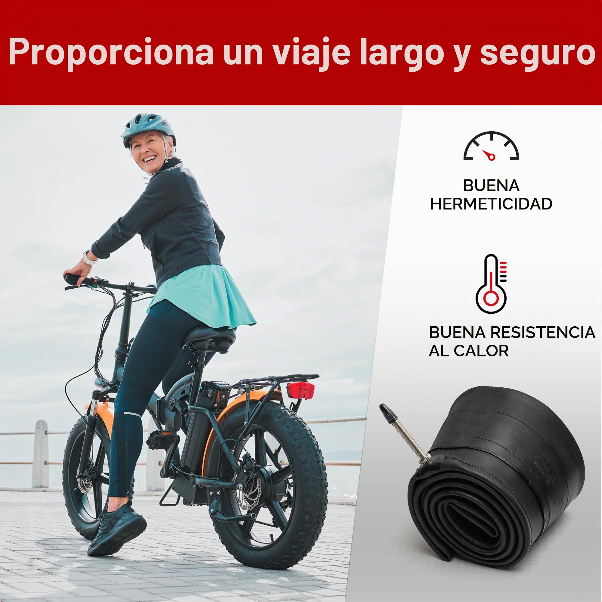 Fincci Camara Bicicleta 20 x 4.00 Pulgadas - Pack de Fat Cámaras 100-406 mm con Válvula Presta de 48mm - para Neumáticos Fat y Bicicletas Eléctricas, Estáticas, de Montaña y de Carretera – Pack de 2