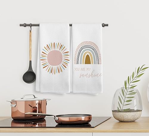 Miniatura 188 de You are My Sunshine - Juego de 2 toallas de cocina y paños de cocina y paños de cocina bohemios absorbentes, toallas de mano para baño y cocina