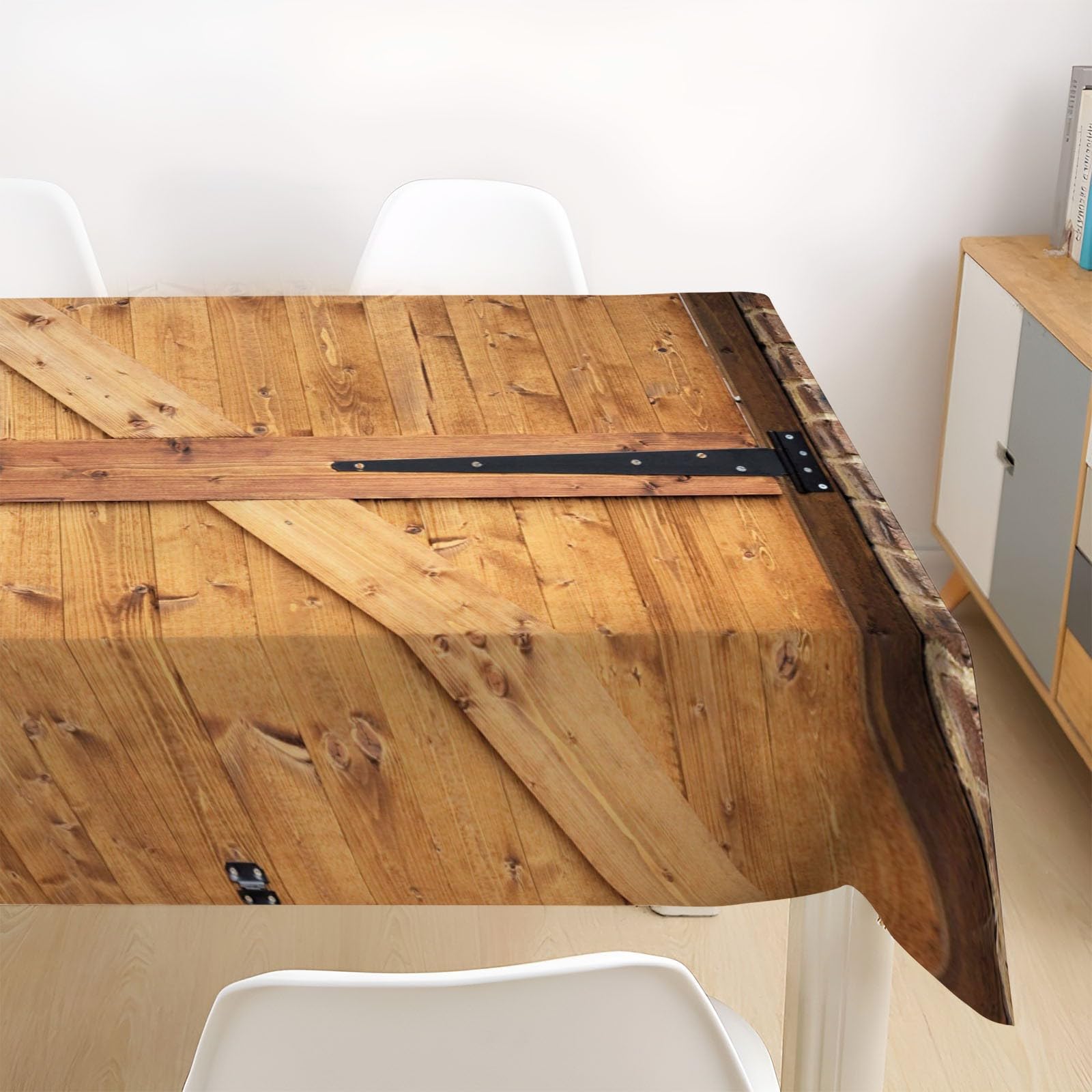 Romanstile Wasdoek tafelkleed, 140 x 180 cm, wit met rood geruit