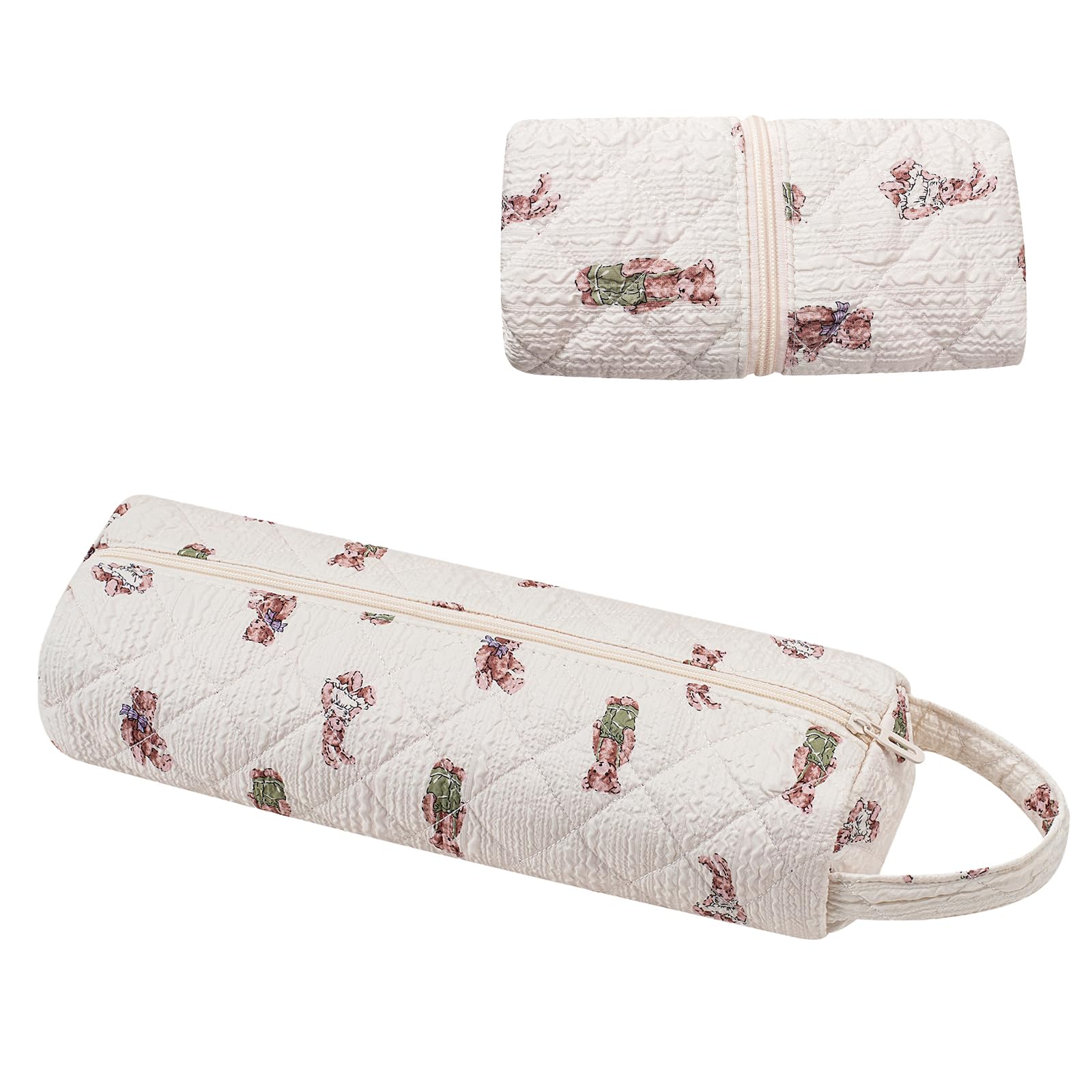 RSRSLEII Quilted Hair Tools Travel Bag with Bear Pattern, Portable&amp;Foldable