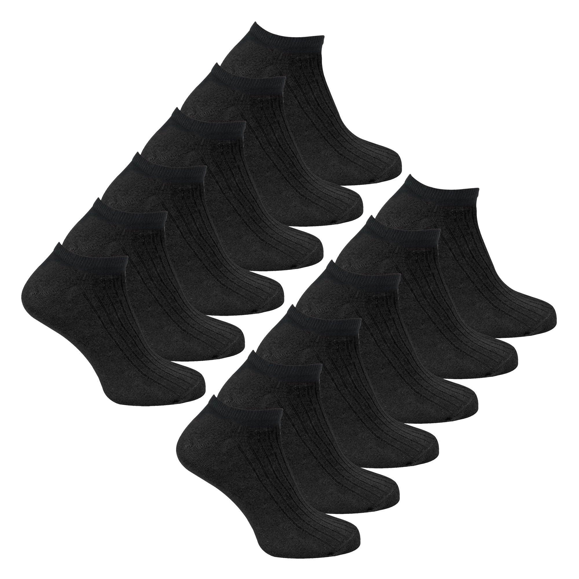 Kids 12 Pack 100% Cotton Trainer Socks | Sock Snob | Short Low Cut Ankle Socks for Boys & Girls