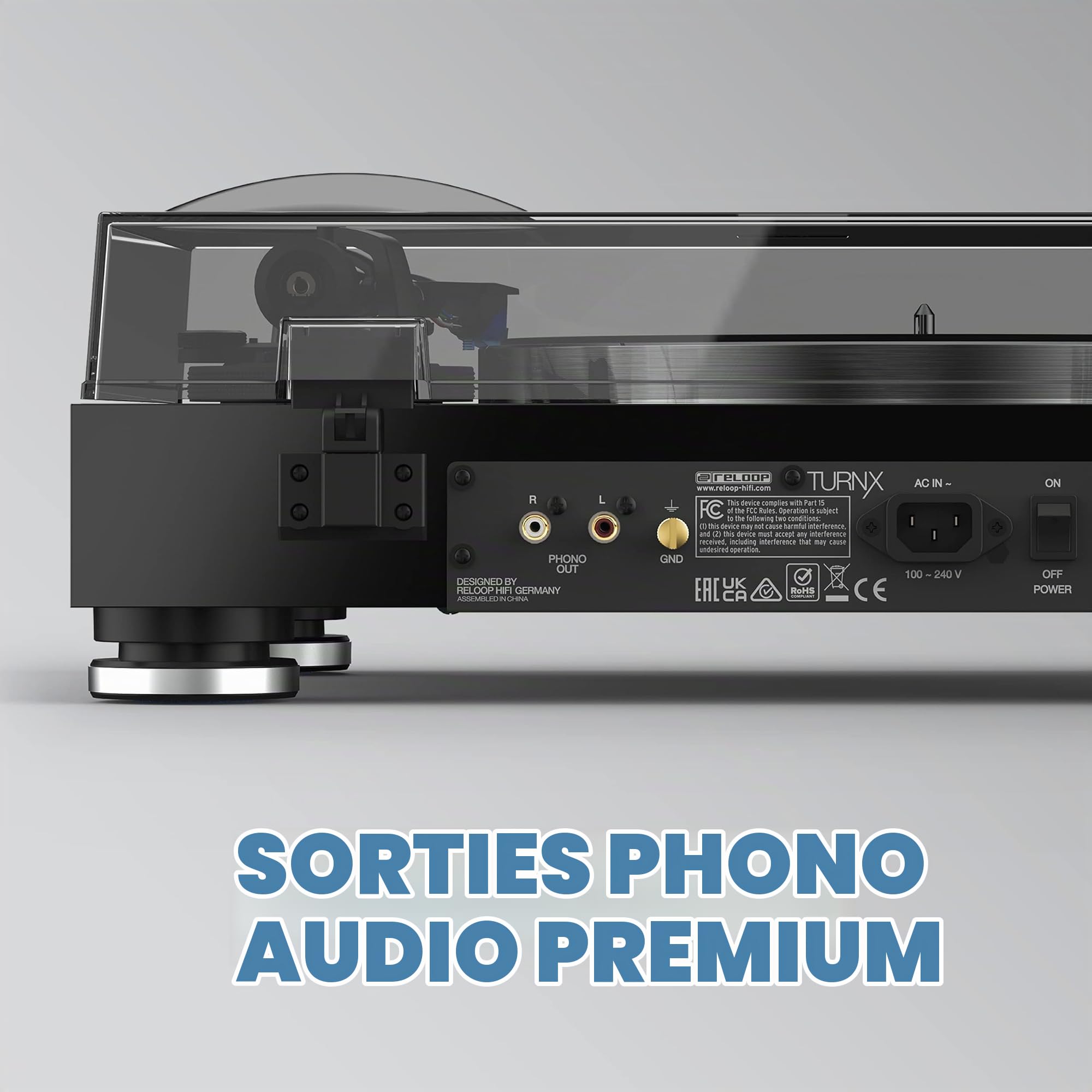 Reloop Turn X - Platine Vinyle Hi-FI Haut de Gamme avec Cellule Ortofon 2M Blue, entraînement Direct Super High Torque, contrôle précis de la Rotation, 3 Vitesses