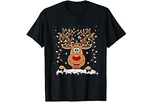 Cute Unisex Christmas Reindeer T-Shirt, Santa Fun Holiday Graphic Shirts for Family