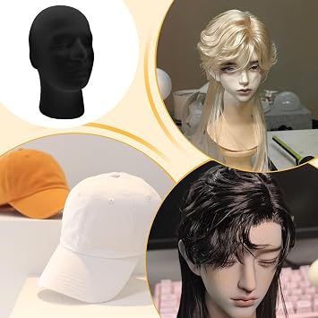 Manikin Head Black Cosmetology Beauty Display Model Hairpieces Jewelry | Foam Black Velvet Male Wigs Display Model for Hats, Hairpieces, Glasses, Scarf, Headphone, Jewelry, Eyewear
