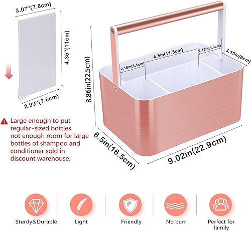 Miniatura 2 de BYUNER Bolsa de ducha portátil cesta de baño de plástico grande dividida con asas para dormitorio universitario organizador de almacenamiento de