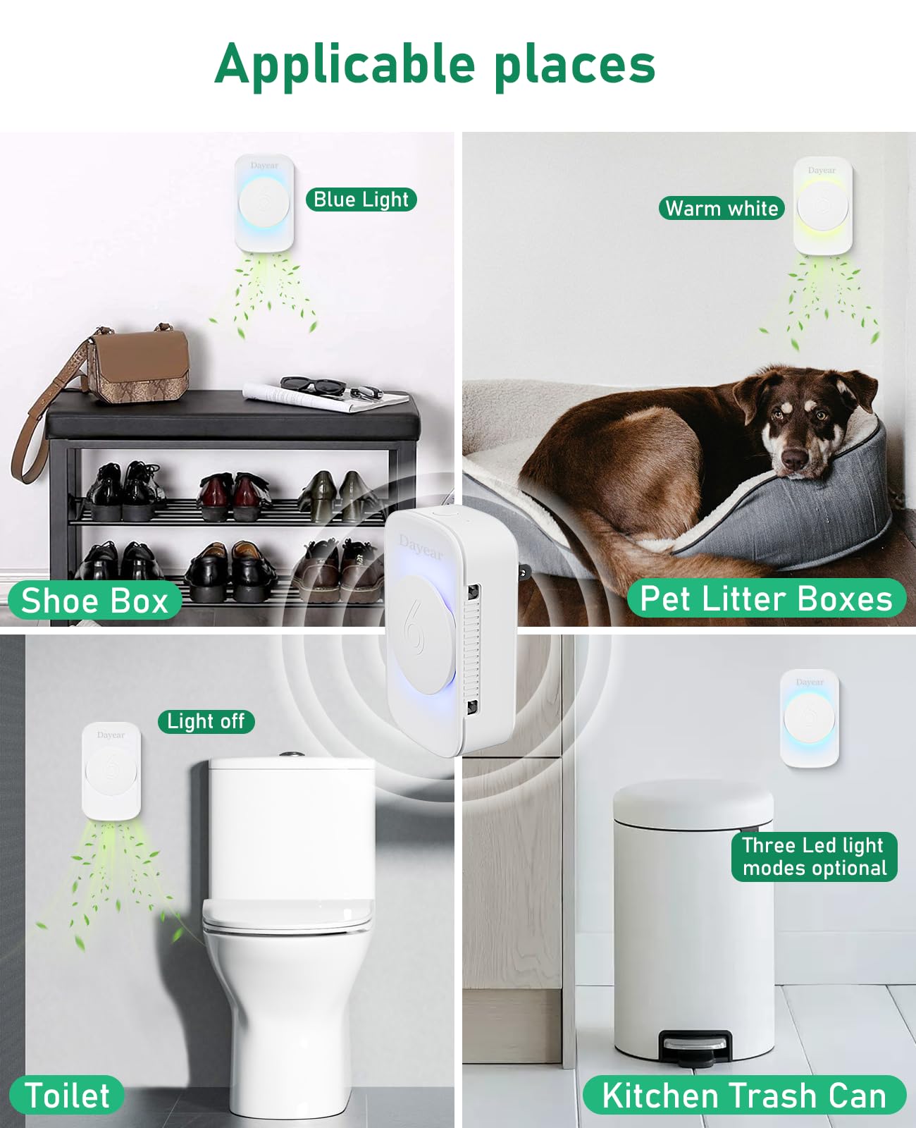 Oczyszczacz powietrza, jonizator, Dayear Plug in Negative, oczyszczacz powietrza do biura, pokoju, łazienki, dymu, zwierząt domowych, zapachów, oczyszczania zapachów, 3 tryby światła LED/1 szt