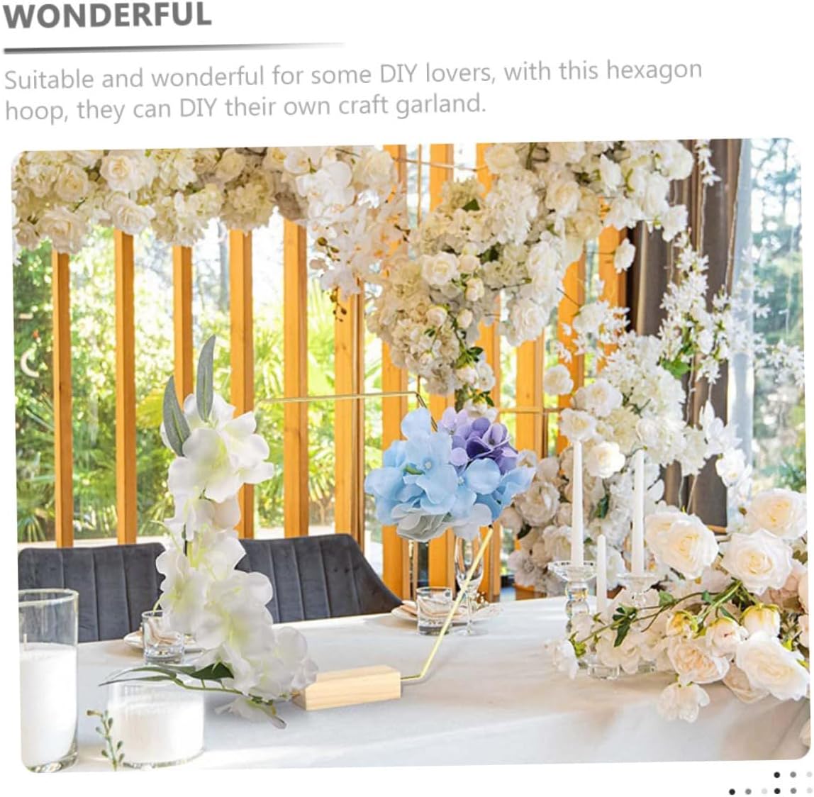 Ciieeo Metal Floral Centerpieces Hexagon Wreath Ring DIY Wedding Table Decor Flower Hoop Ring for Craft