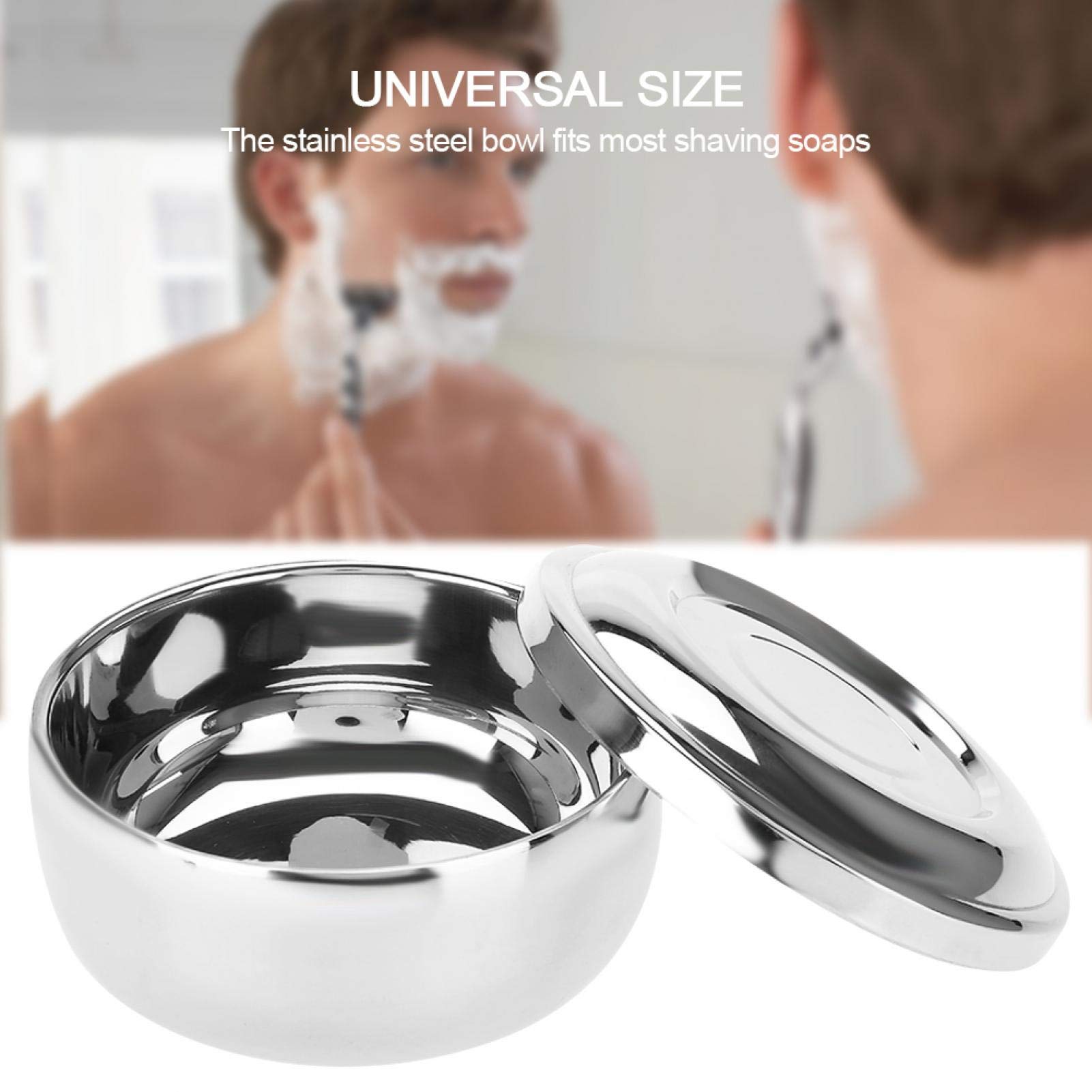 Tazza da barba in acciaio inossidabile, 300 ml, Argento, Piccola, Adatta per il sapone da barba