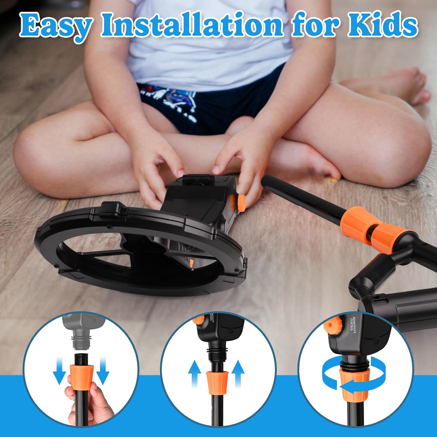 Metal Detector for Kids, Lightweight Kids Metal Detectors with Intuitive LCD Display, Waterproof Gold Detectors with 7.5 Inch Search Coil for Aged 3-12
