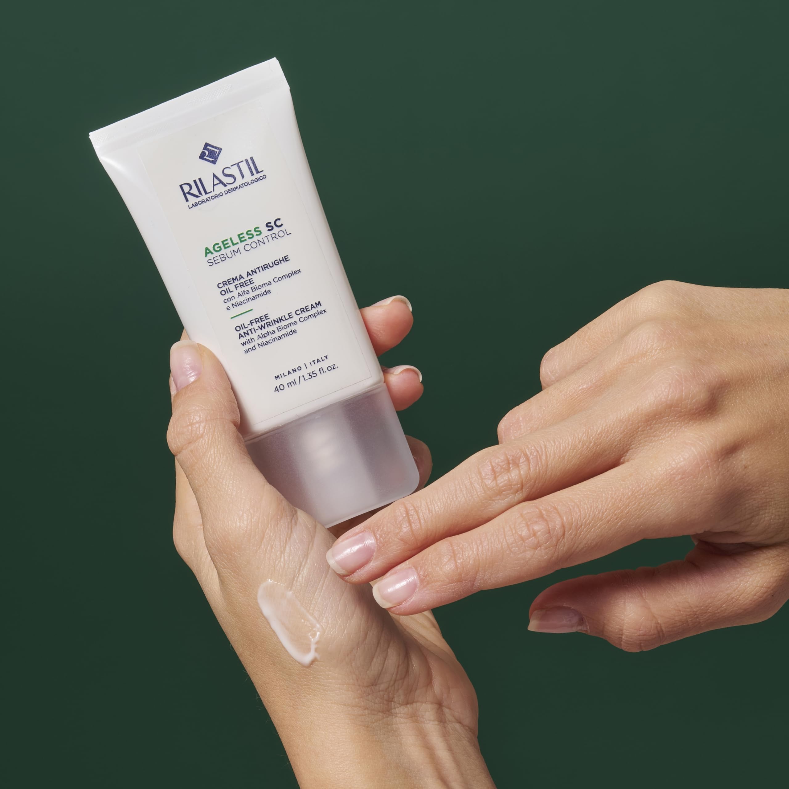 Rilastil Ageless SC Sebum Control, Crema antirughe oil free levigante e idratante con Alfa Bioma Complex e Niacinamide, 40 ml