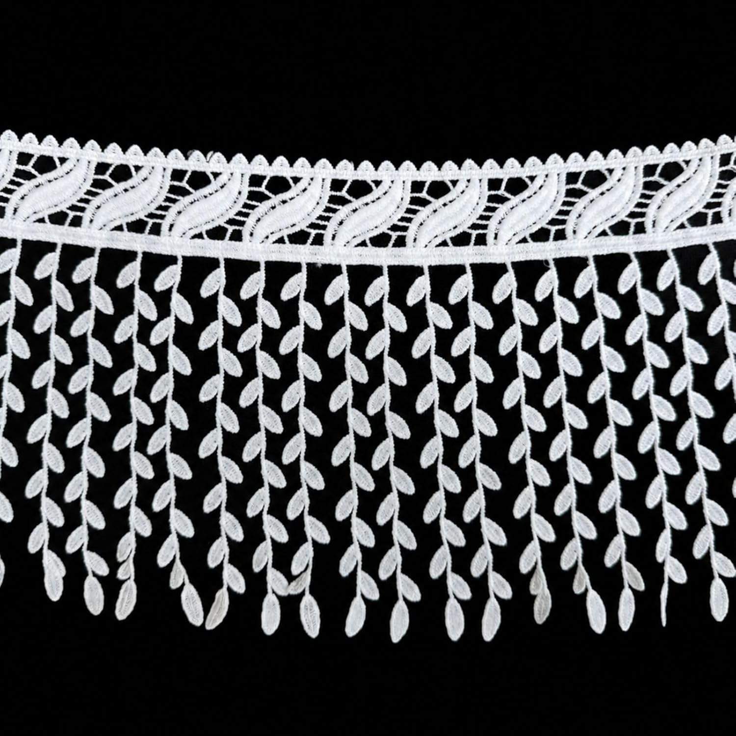 4.34 Inch White Lace Fringe Trim, Venice Lace Trim for Sewing