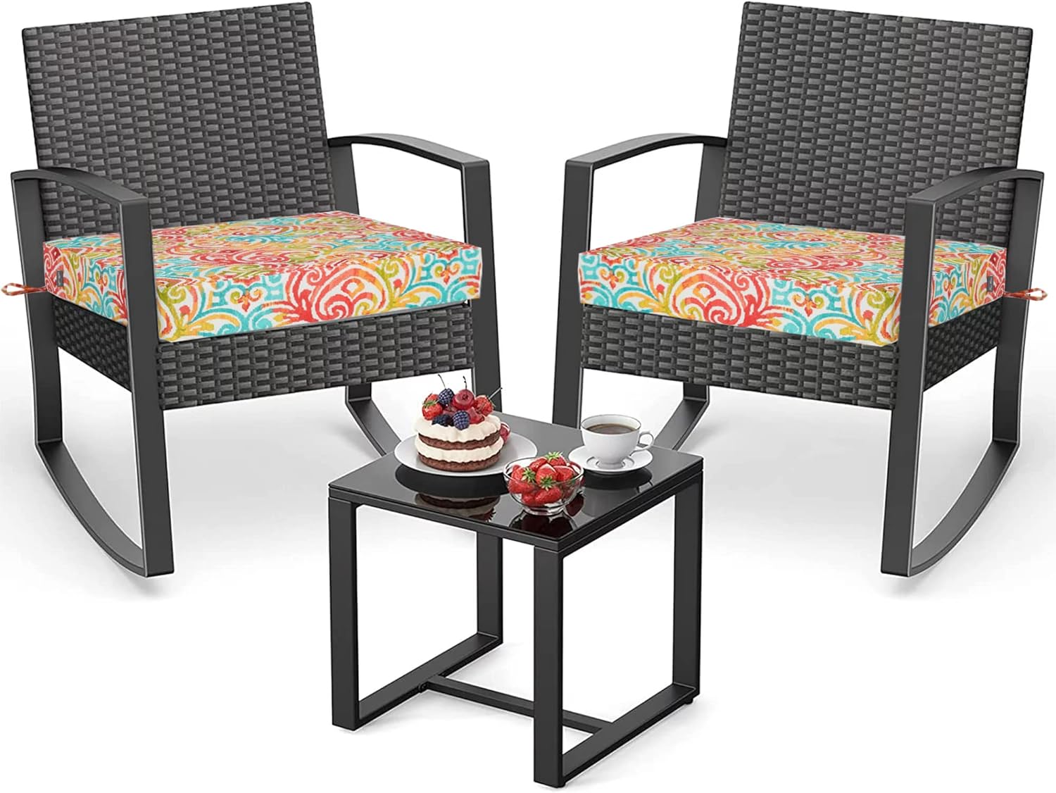 FUNHOME Outdoor Chair Cushion Covers 2 Pack, No Insert! Patio Cushion Covers Replacement 20" x 18" x 4", Water Resistant Chair Cushion Slipcovers, Corinthian Dapple (Covers ONLY)
