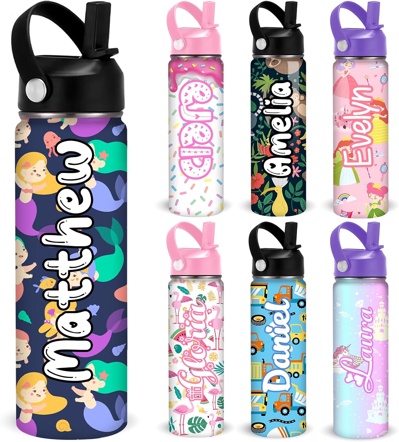 Custom Water Bottle Personalized Cups for Men Women Customized Name Water Bottles Customizable Gifts for Sport Home 12 16 18 oz