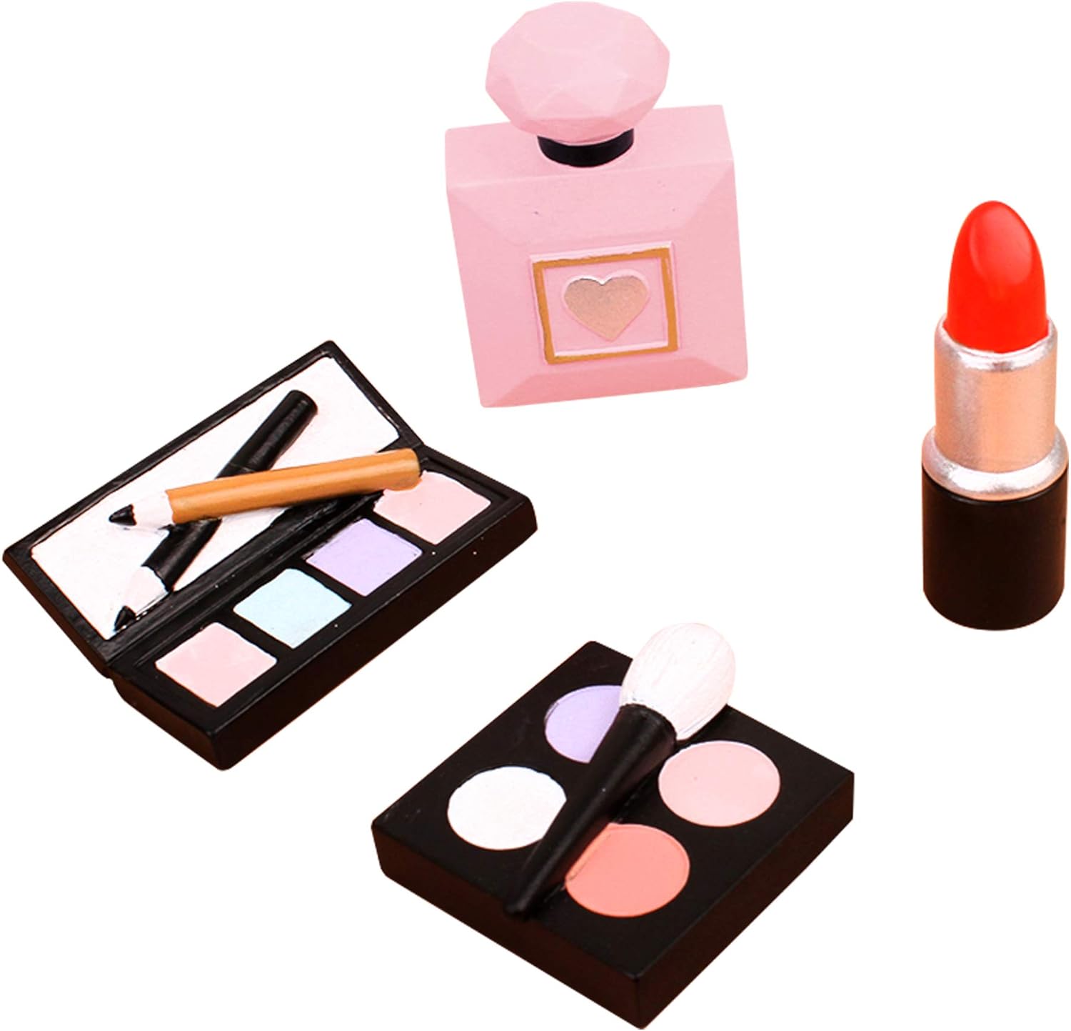 Ercadio 4 Pack Make up Cake Toppers Resin Cosmetics Lipstick Perfume Bottle Cake Decorations for Makeup Theme Bridal Shower Bachelorette Birthday Party Decorations Supplies