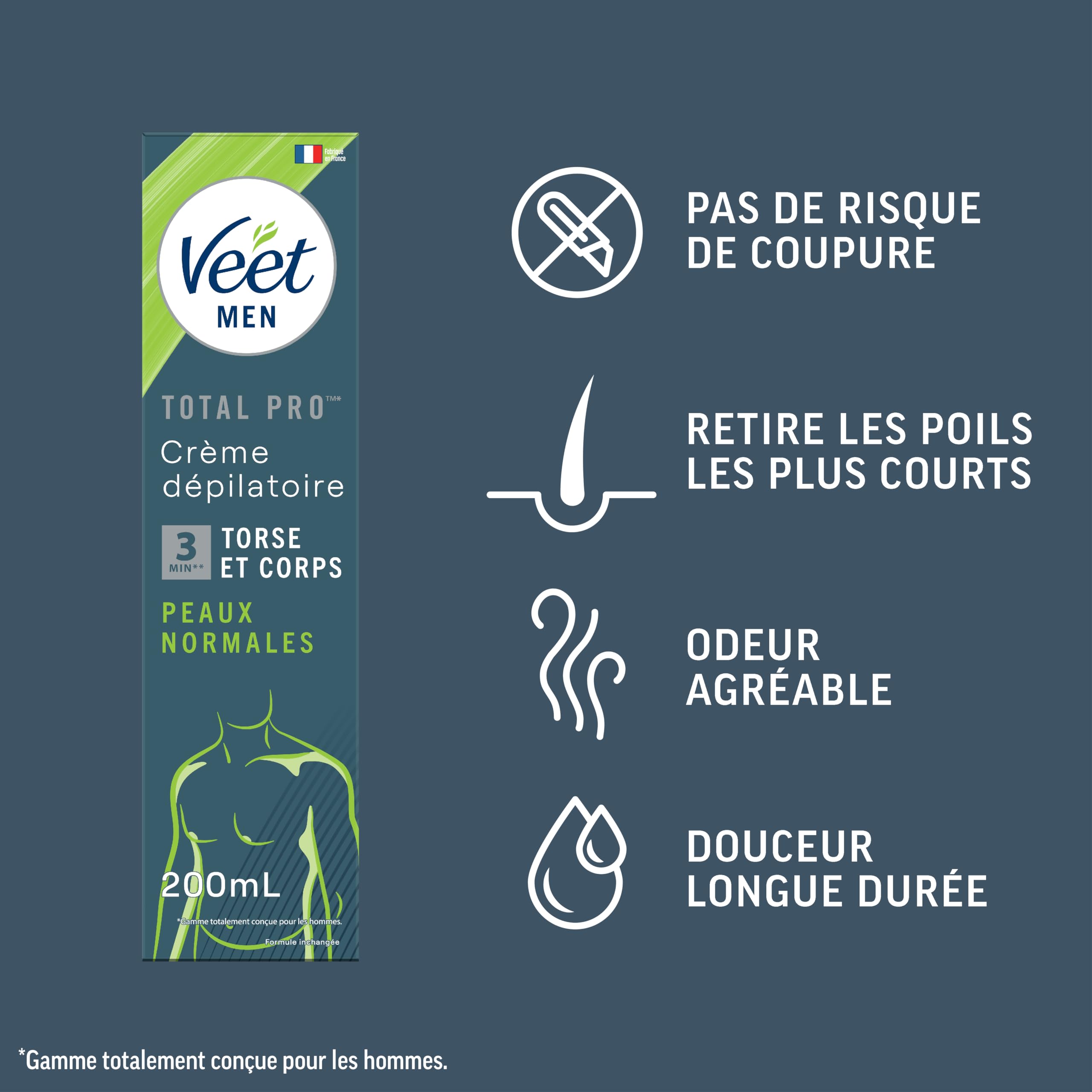 Veet Crème Dépilatoire Homme Peaux Normales - Lot de 3