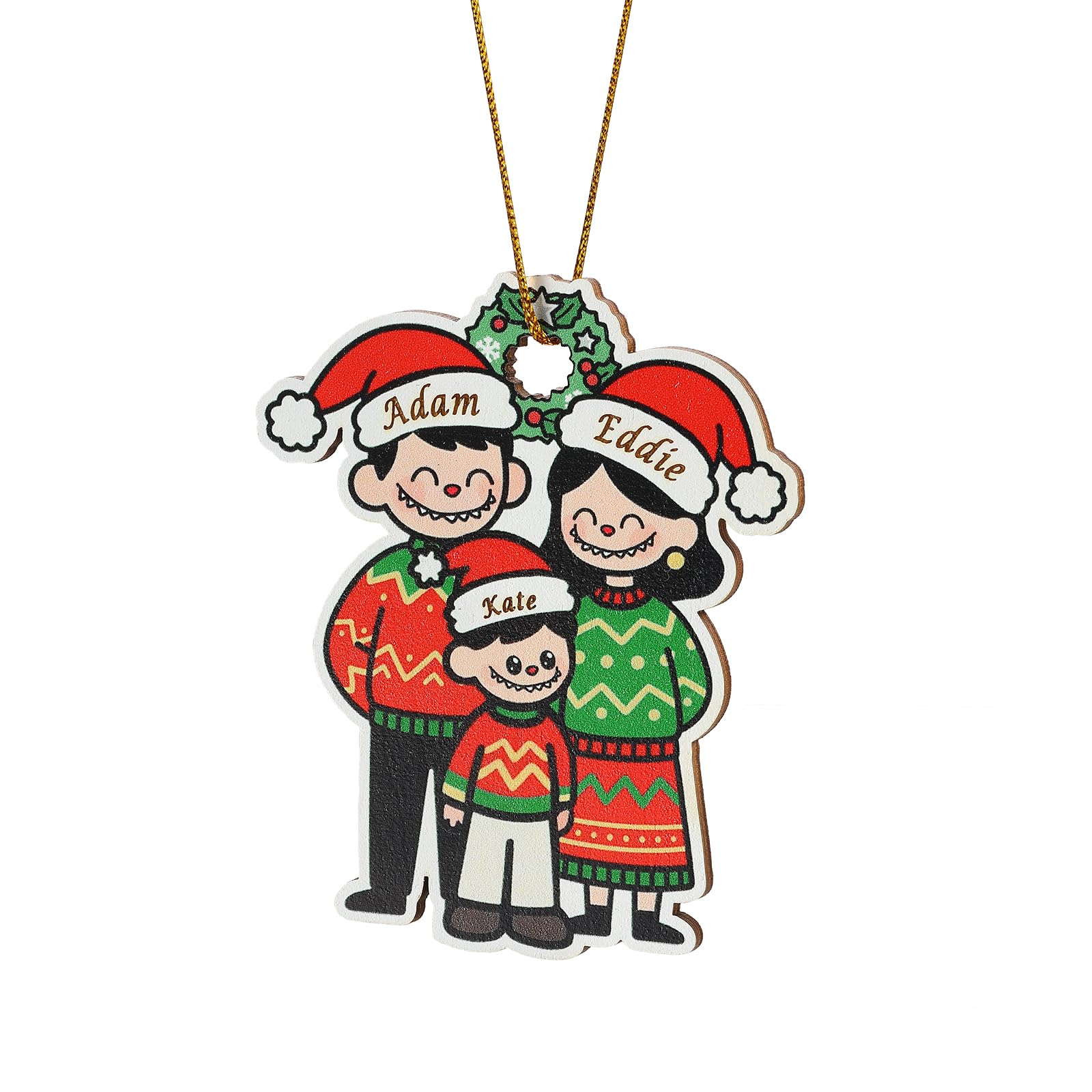 Lolatide 3 Names 2025 Personalised Dated Ornament Family Of 3-10 Christmas Together, Custom Wood Family Christmas Tree Bauble With Names, Warm Xmas Gift