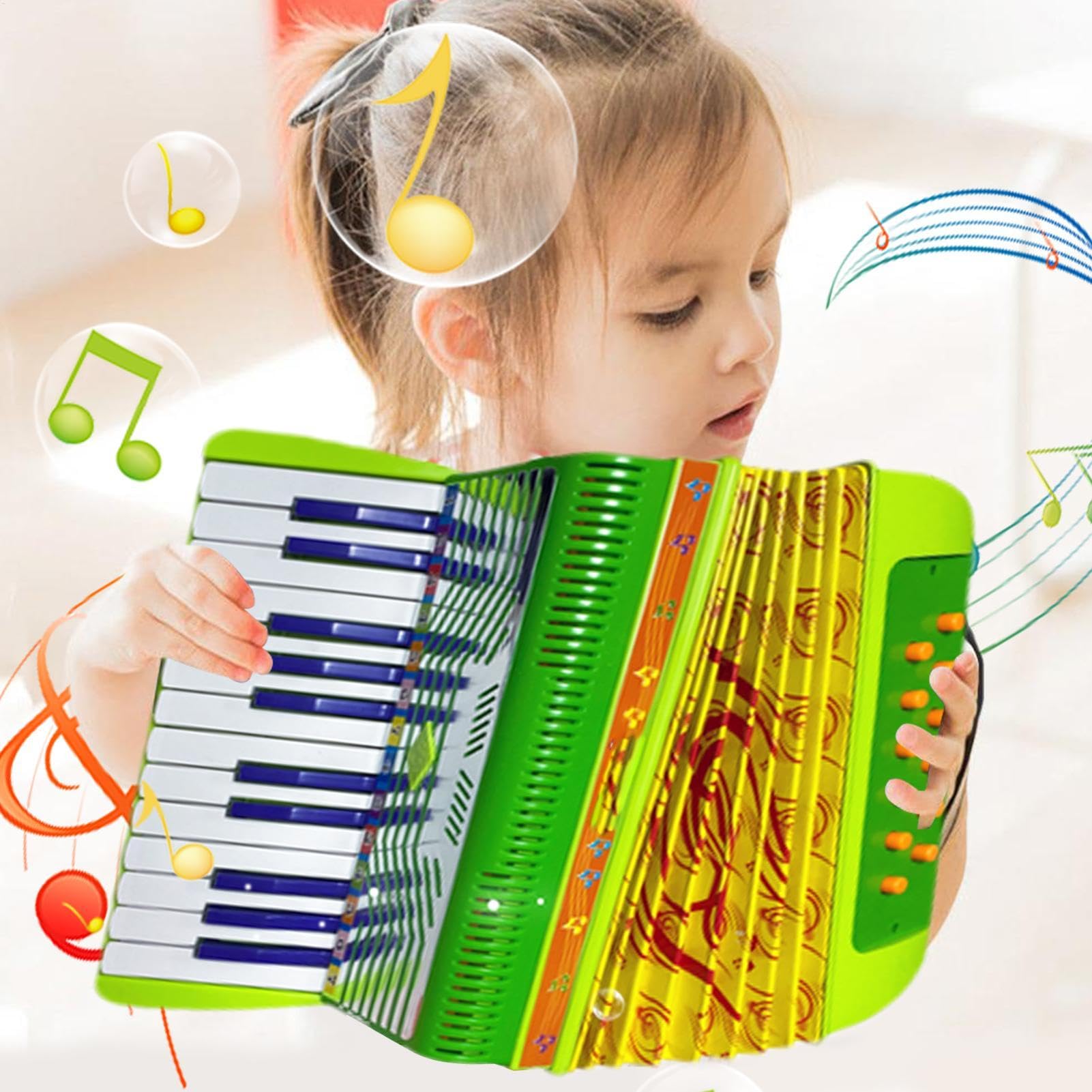 Fisarmonica per bambini - Fisarmonica piccola a 17 tasti, strumento | musicale leggero a 6 bassi, giocattolo educativo per bambini e principianti, simpatica fisarmonica per ragazzi e me