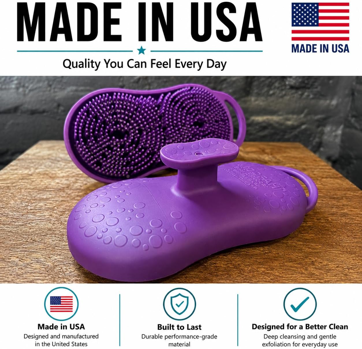 MOOFAH™ All-in One Hand, Foot, and Body Scrubber, Deep Cleansing, Gentle Exfoliation, Made in USA by Chicago Comb, Easy Rinse, Quick-Dry (Ultra Violet) image 5