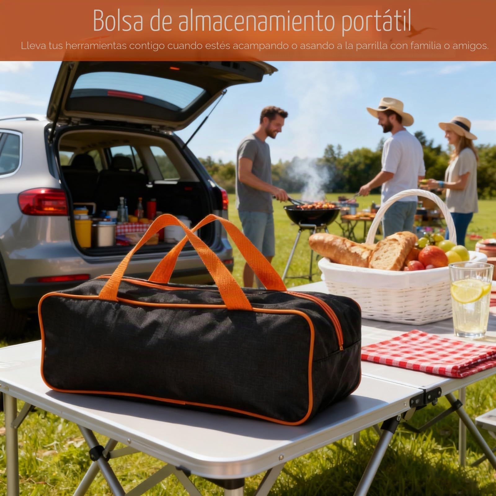 27 Pcs Utensilios Barbacoa, Smash Burger Kit, Acero Inoxidable Profesionales Accesorios Barbacoas Prácticas con Bolsa Portatil, Resistente Herramientas Parrilla Barbacoa para Camping