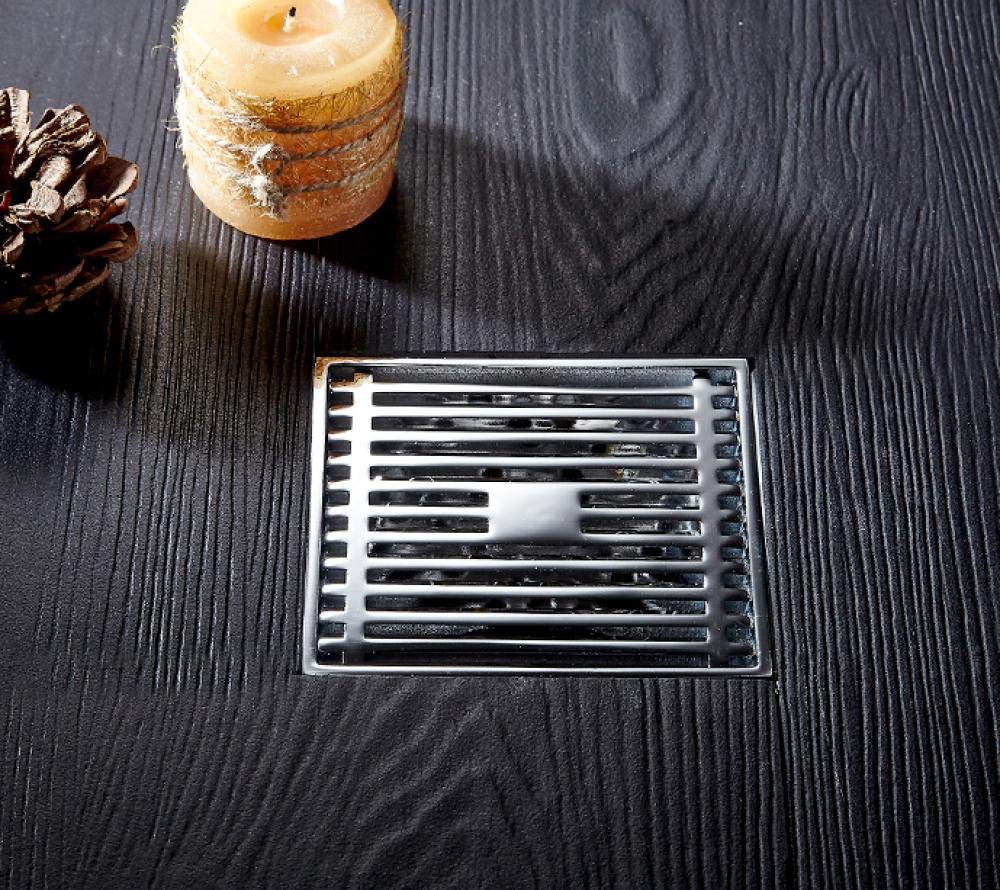 Desagüe De Suelo Cuadrado Antiolor, 1 Unidad, 10 X 10 Cm, Latón Macizo, Cromado, Plateado, para Ducha, Baño, Cubierta Cuadrada, Antiolor, Colador De Pelo, Desagüe De Suel（108）