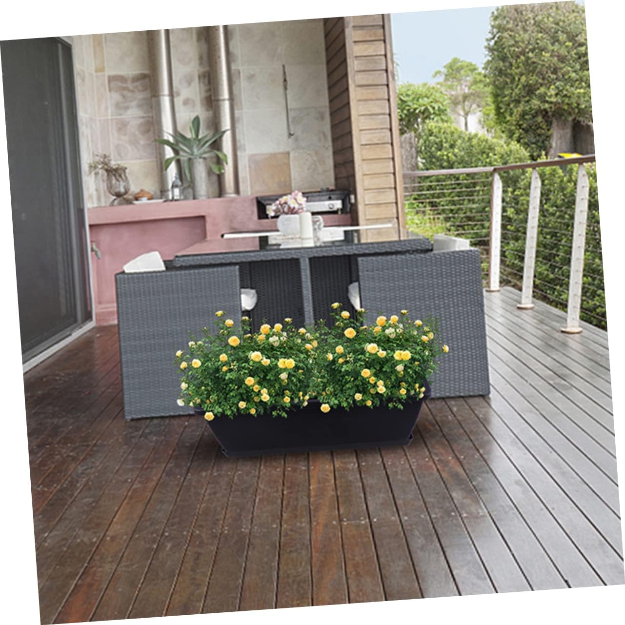 5sets Rectangular Planters with Trays Garden Pots for Vegetables and Flowers Durable Design for Porch Balcony and Home Decor