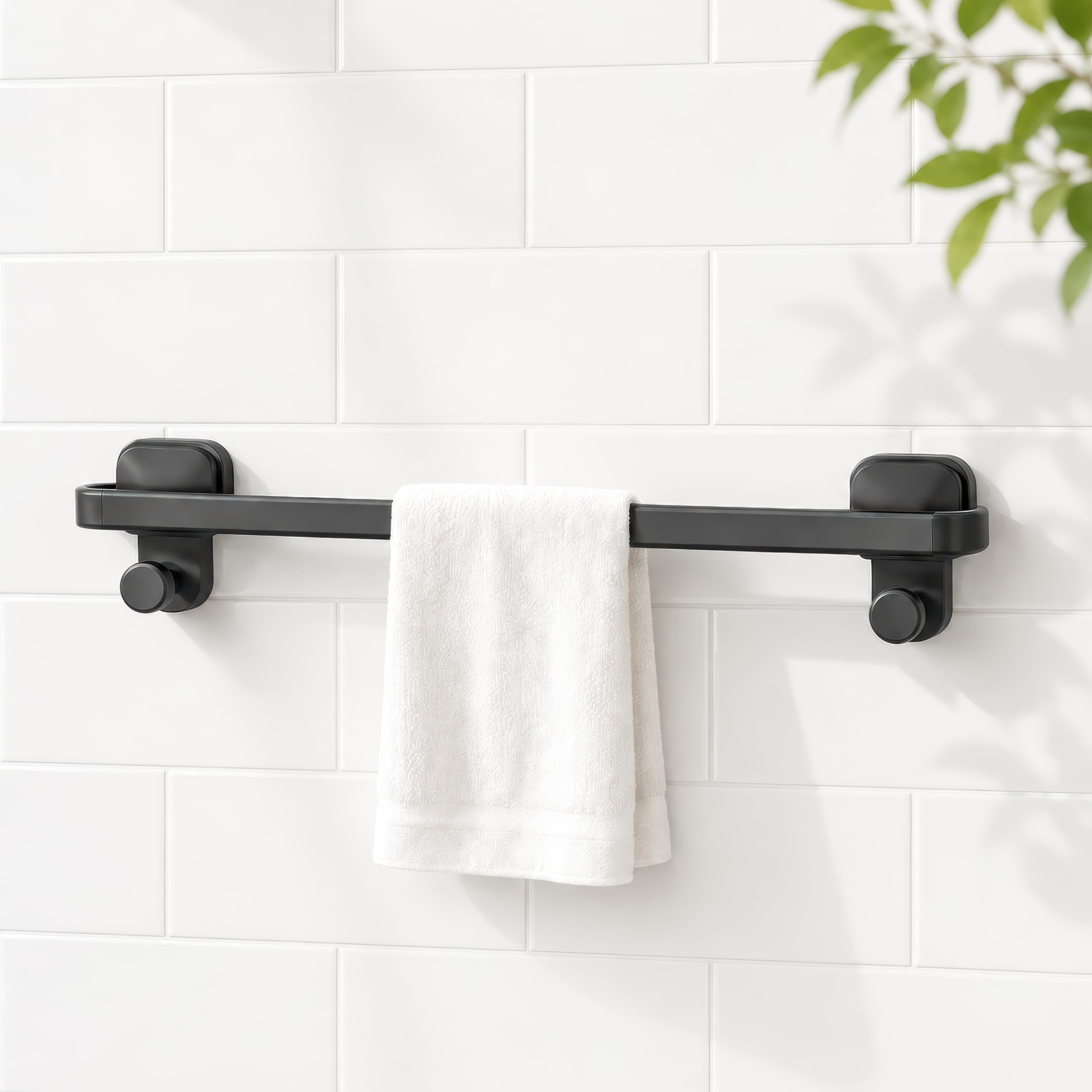 Amazon Basics Suction Towel Holder for Bathroom – Rust - Free Powder Coated Wall Mounted Towel Rack No Drill Towel Rack Modern Bathroom Accessories Organizer Grey-image-38