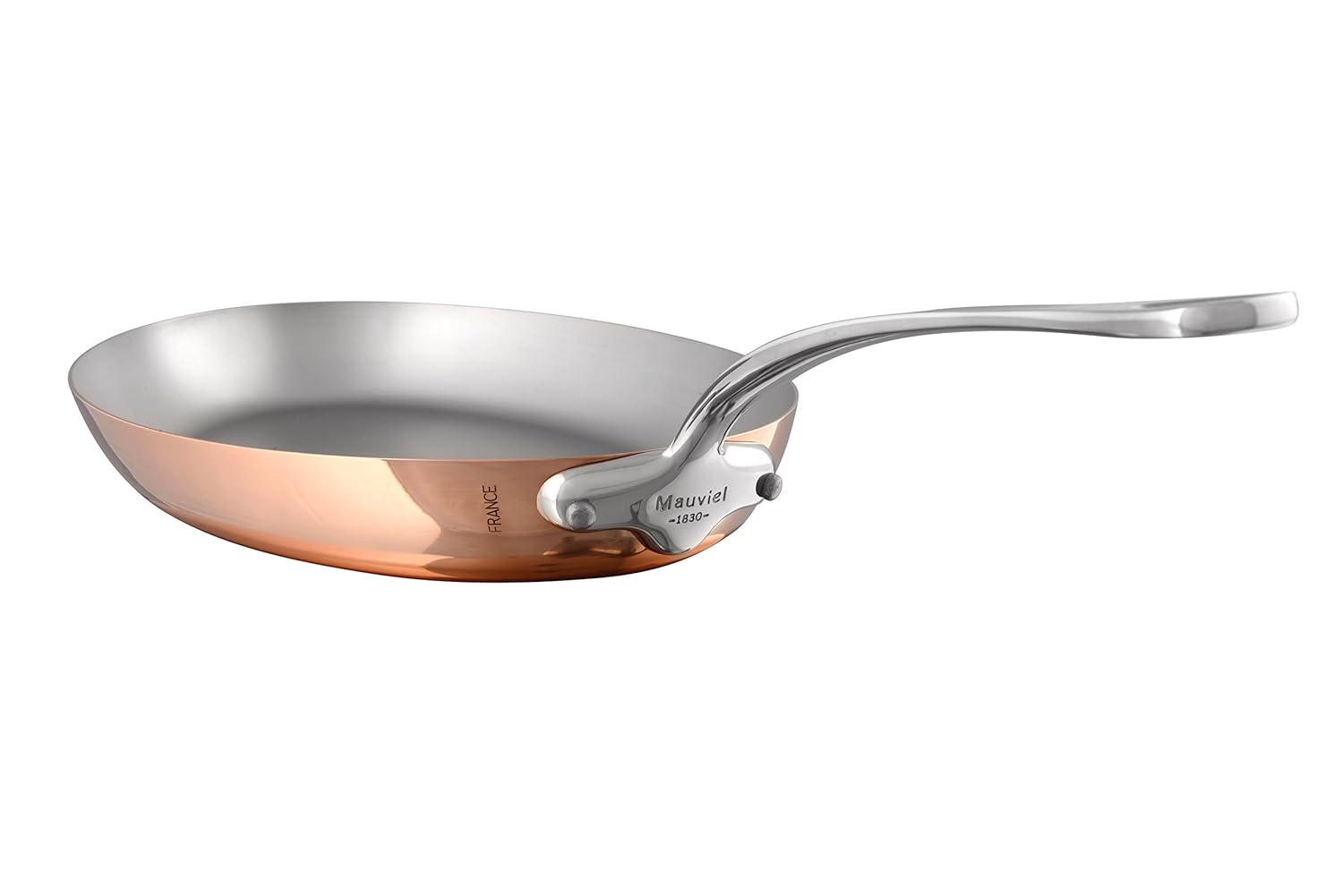 Mauviel MHeritage 150 S Copper Oval Frying Pan With Cast Stainless Steel Handle 13 x 9-in