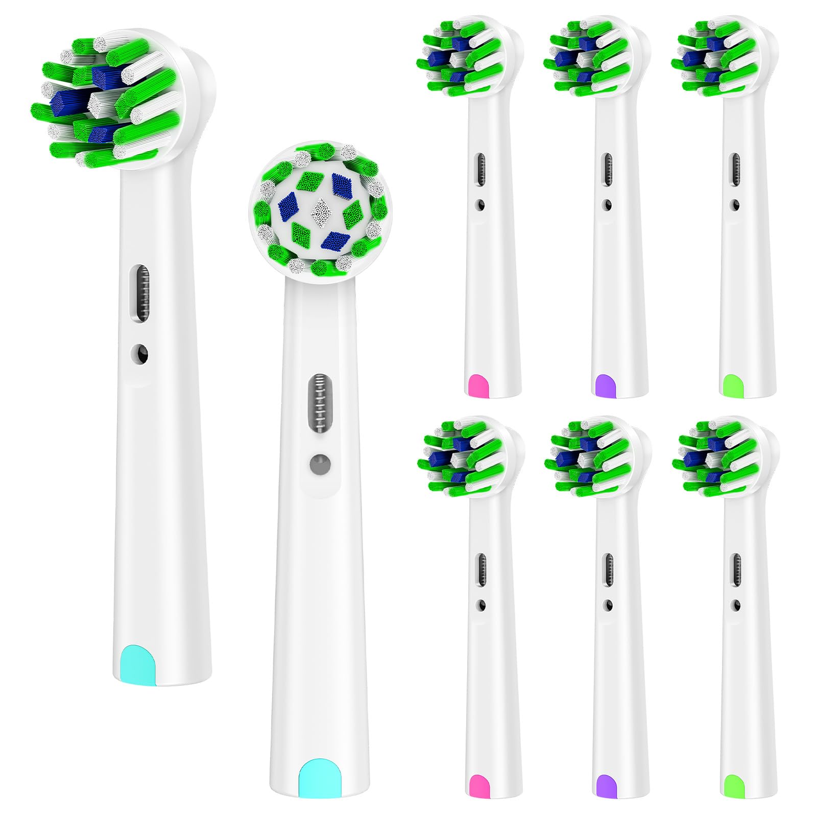 8 Pack Cross Clean Replacement Brush Heads Compatible with Braun Oral B Electric Toothbrush White