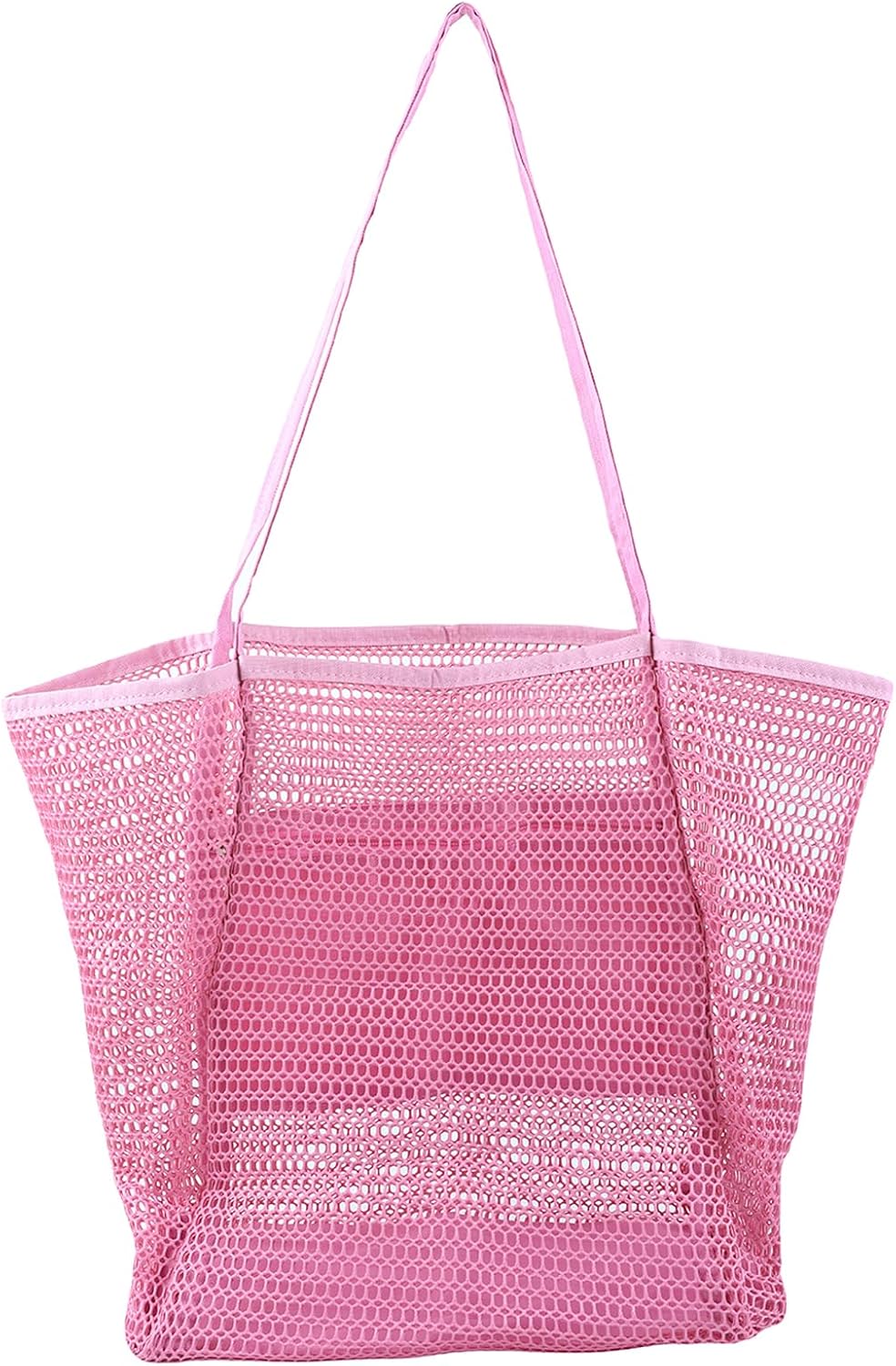 WuliTown Mesh Beach Tote Womens Shoulder Handbag,Elegant Beach Tote Bag,Stylish and Lightweight Summer Essential (Pink)
