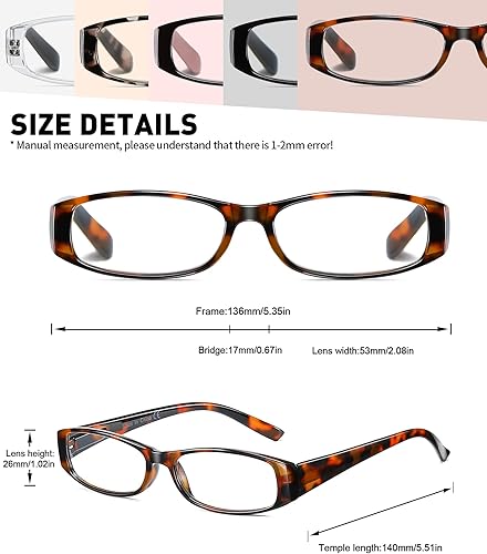 Miniatura 2 de Gafas de lectura con bloqueo de luz azul, paquete de 5 lentes de lectura para mujer con bisagras de resorte cómodas, lectores antirreflejos, 1.00