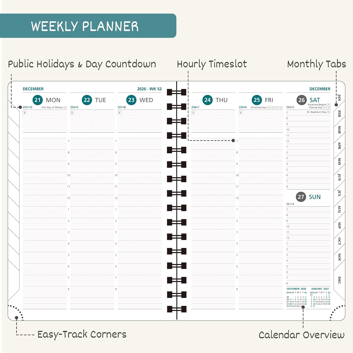 BEZEND 2027 Planner Weekly and Monthly, Daily Calendar Book (A5-6"x8.5") image 3