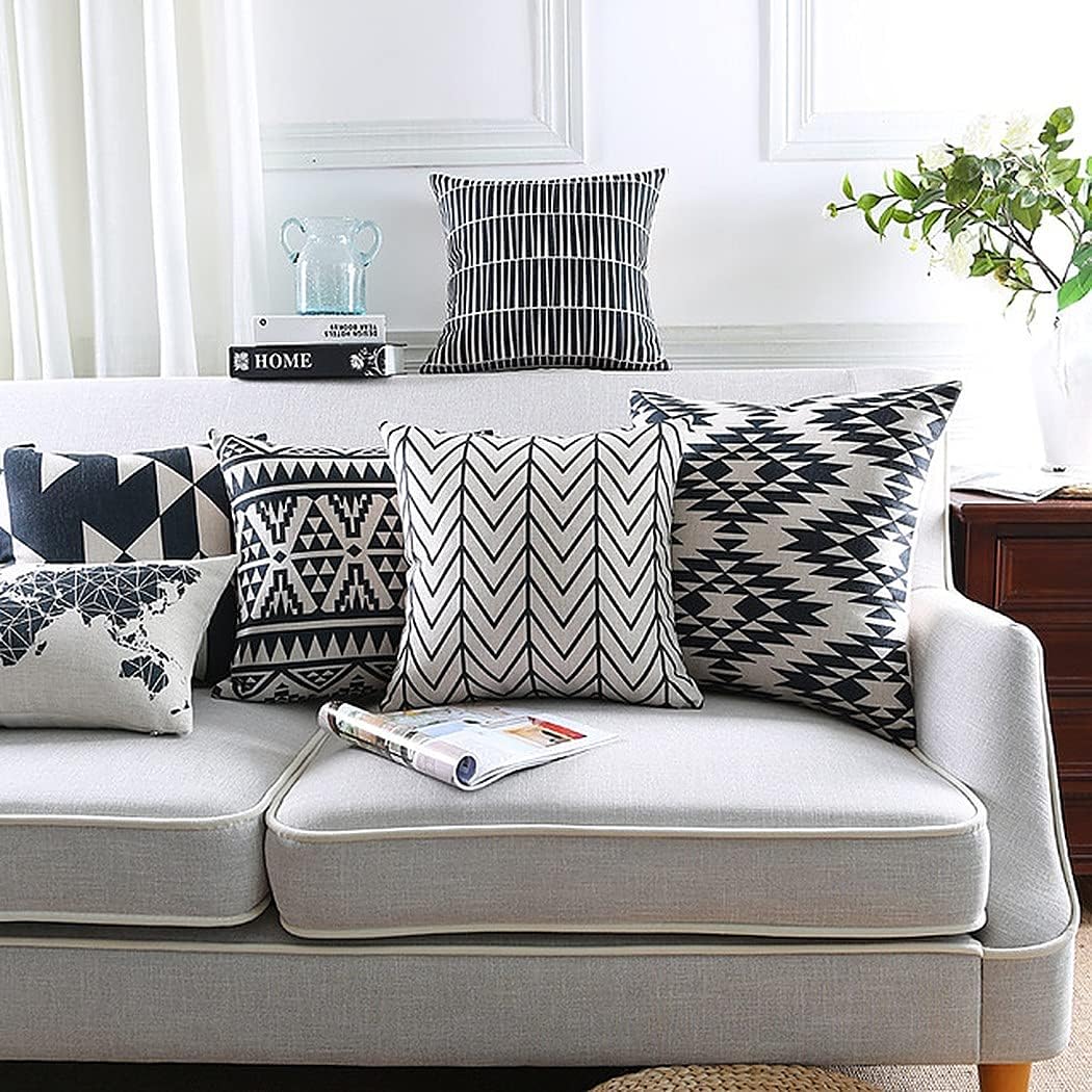 Modern Homes 100% Cotton Floral Design Decorative Throw Pillow Covers 16x16 inches/Cushion Covers for Sofa, Bed; Set of 6