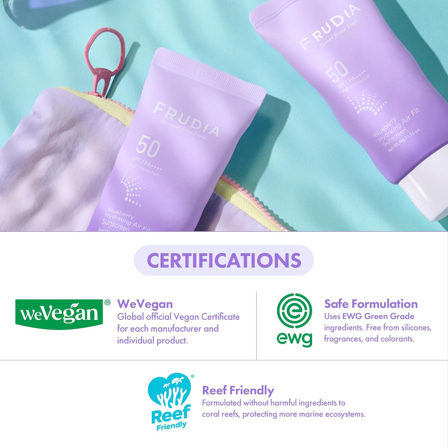 FRUDIA Blueberry Hydrating Air Fit Sunscreen SPF 50+ PA++++ | Ultra Lightweight and Moisturizing Korean Face Sunscreen with Blueberry, Triple Hyaluronic Acid, & Panthenol | No White Cast, 1.76 oz - Image 7