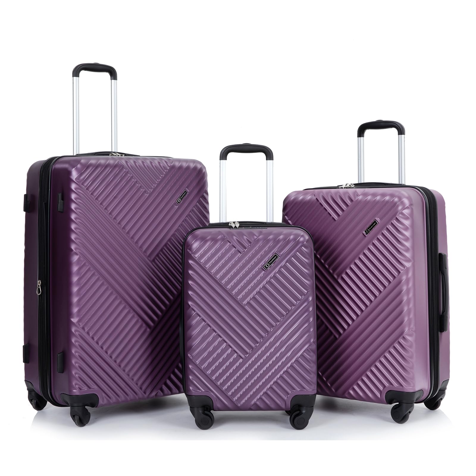 Travelhouse Luggage sets Expandable Suitcase PC 3 Piece Set with Spinner Wheels TSA Lock 21in25in29in (Purple)
