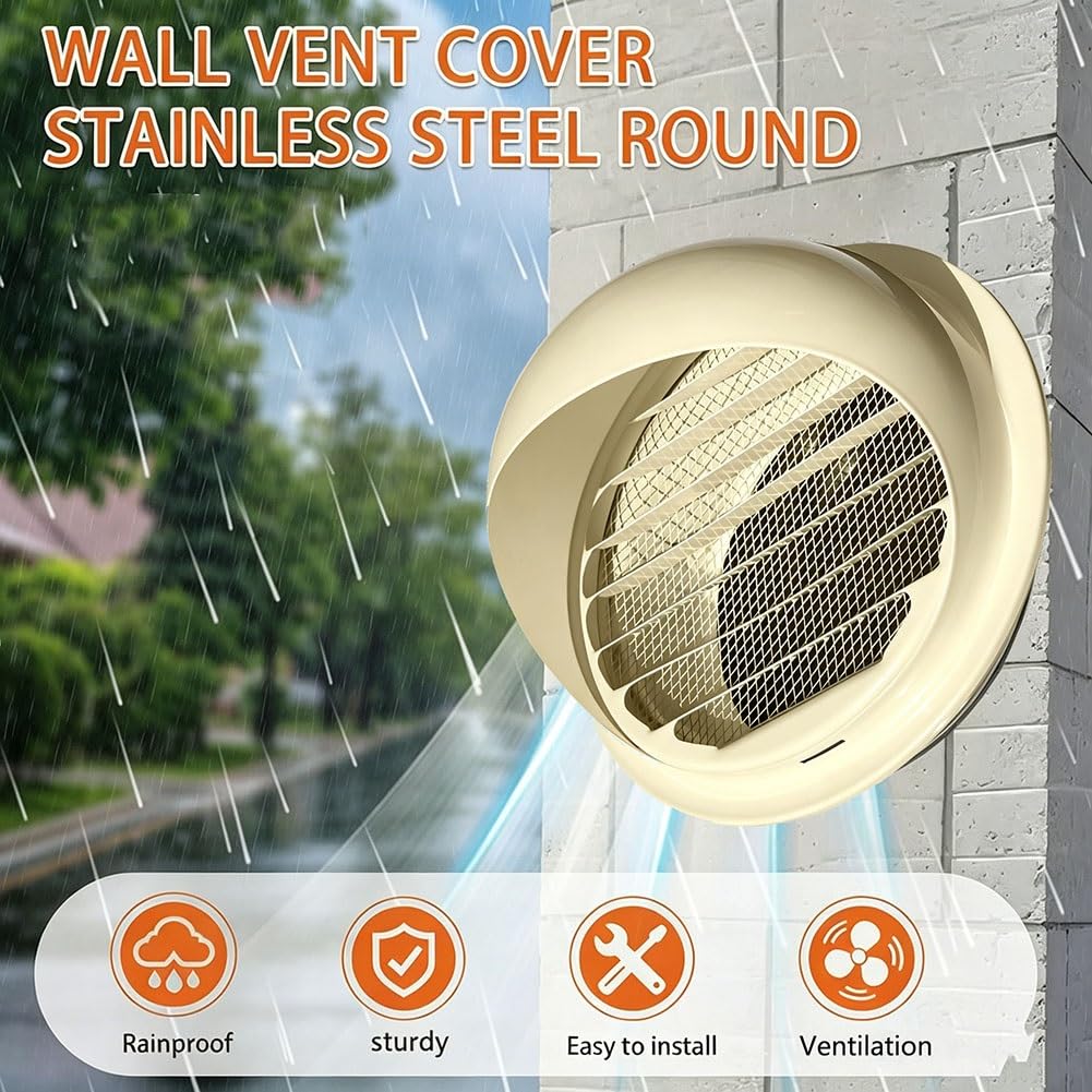 Rejilla de Ventilación de Acero Inoxidable con Malla Metálica, Cubierta de Ventilación con Lamas de 70-170 mm, para Cocina, Campana Extractora, Cuarto de Baño，secadora(120mm/4.7in)