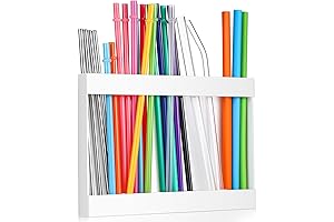 Reusable Straw Holder with Double Sided Tape, Tumbler Straw Organizer for Cupboard...