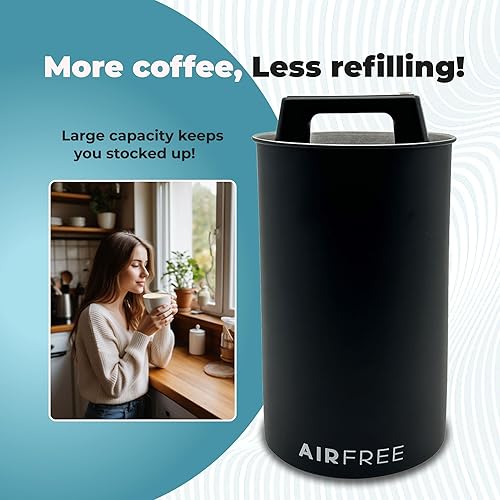 Miniatura 4 de Skywin Recipiente de metal con tapa de sello, contenedor de almacenamiento de alimentos negro, empuja el exceso de aire para preservar la frescura