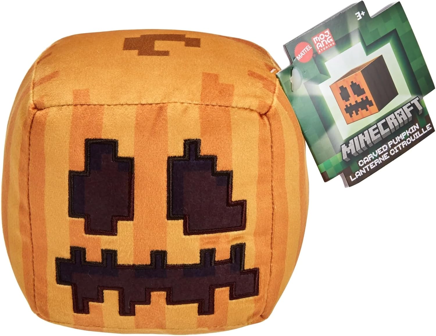 Minecraft Carved Pumpkin Plush Character, 8-inch Collectible Soft Doll Inspired by The Video Game