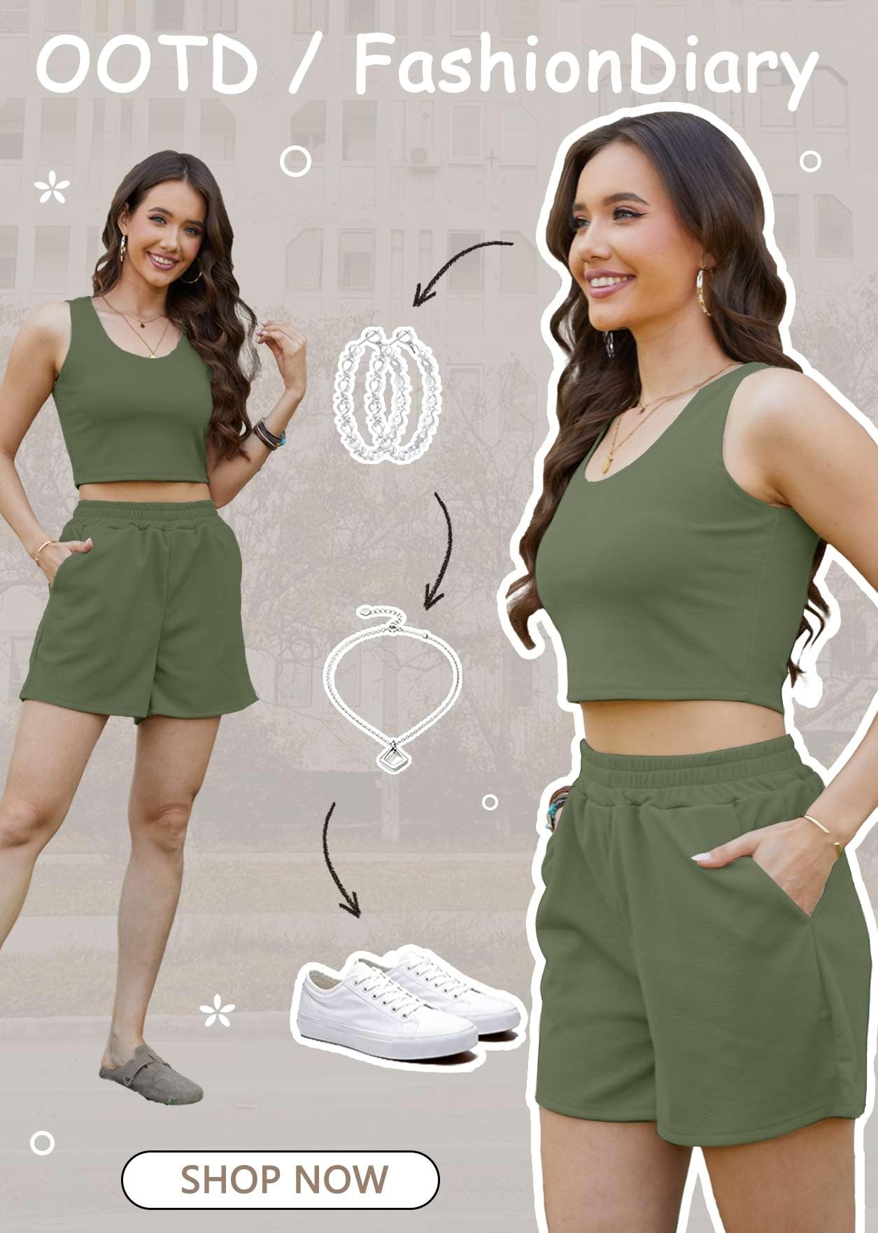 Yutdeng Ensemble Femme 2 Pièces Débardeur sans Manches Crop Top et Short Survêtement Été Tenue Sport Casual Ensembles Décontracté Côtelée Lounge Set Chic Loungewear Plage Jogging Yoga Fitness Outfit