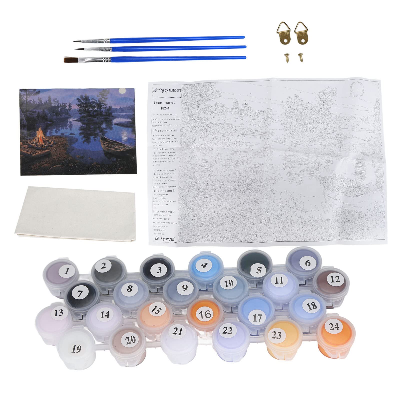 Akozon Peinture par Numéros pour Adultes et Enfants Débutants, 40 X 50 Cm, Nuit au Clair de Lune, Lac Paisible, Kit de Peinture à l'huile sur Lin de qualité Supérieure, activité Familiale,