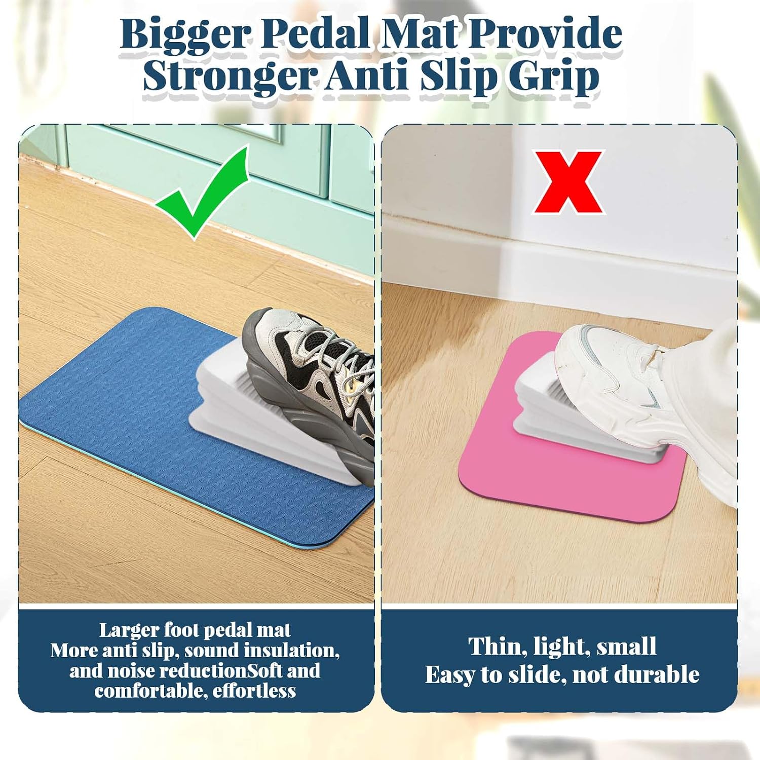 2 Pcs Sewing Machine Muffling Mat Pedal Sewing Mat Reduce Vibrations Noise No Slip Machine Accessories for Quilting(17'' X 36'' and 9'' X 14'',Blue)