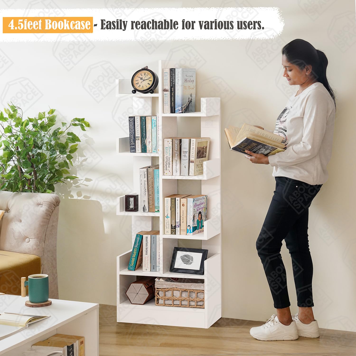 ABOUT SPACE Open Book Shelf Book Storage Display Rack - Engineered