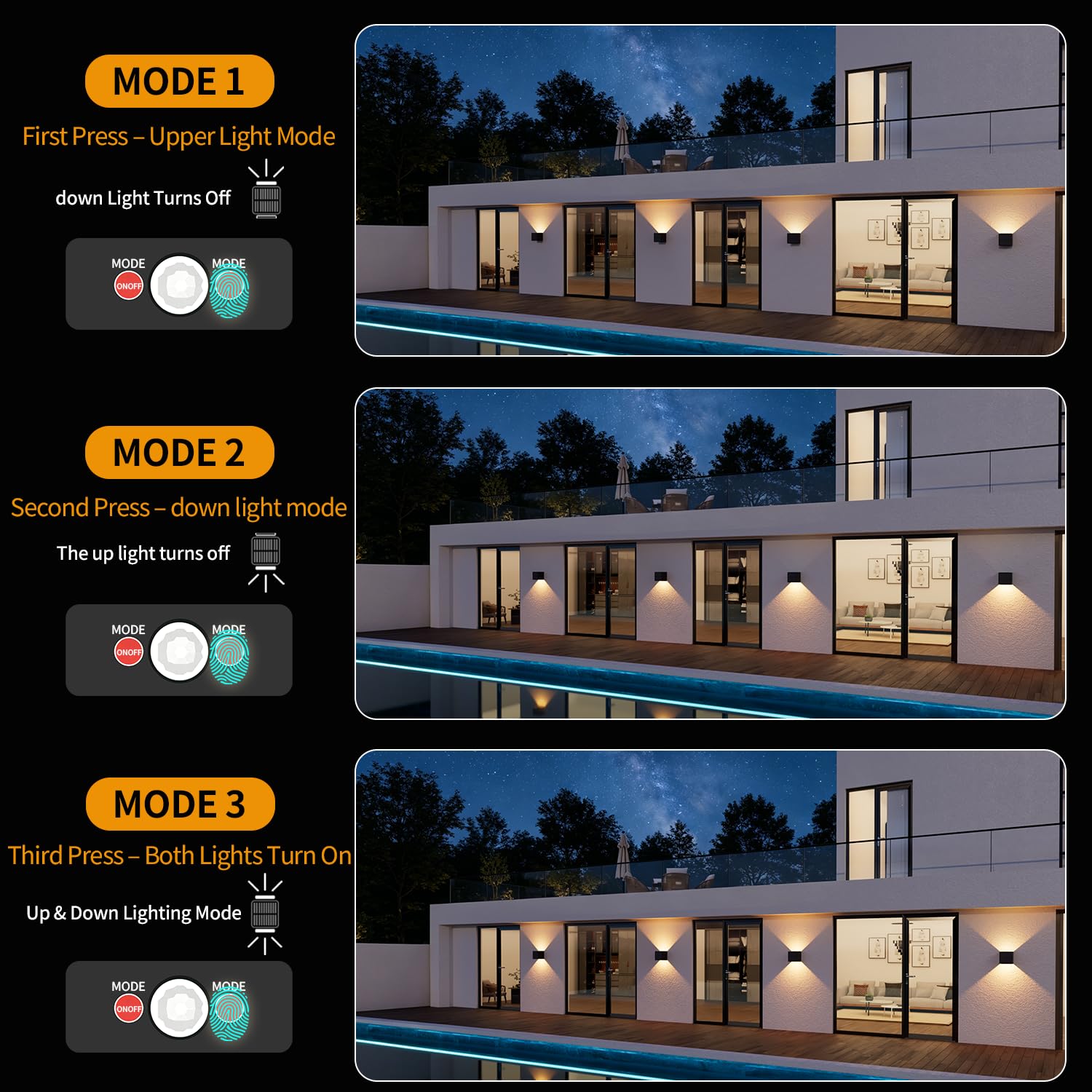 2 Pezzi Lampada Solare da Esterno con Sensore da Movimento, Applique da Esterno Solare 3000K 3 Modo Angolo del Fascio Regolabile Luci LED Solare IP65 Impermeabile per Recinzione Giardino Patio Strada