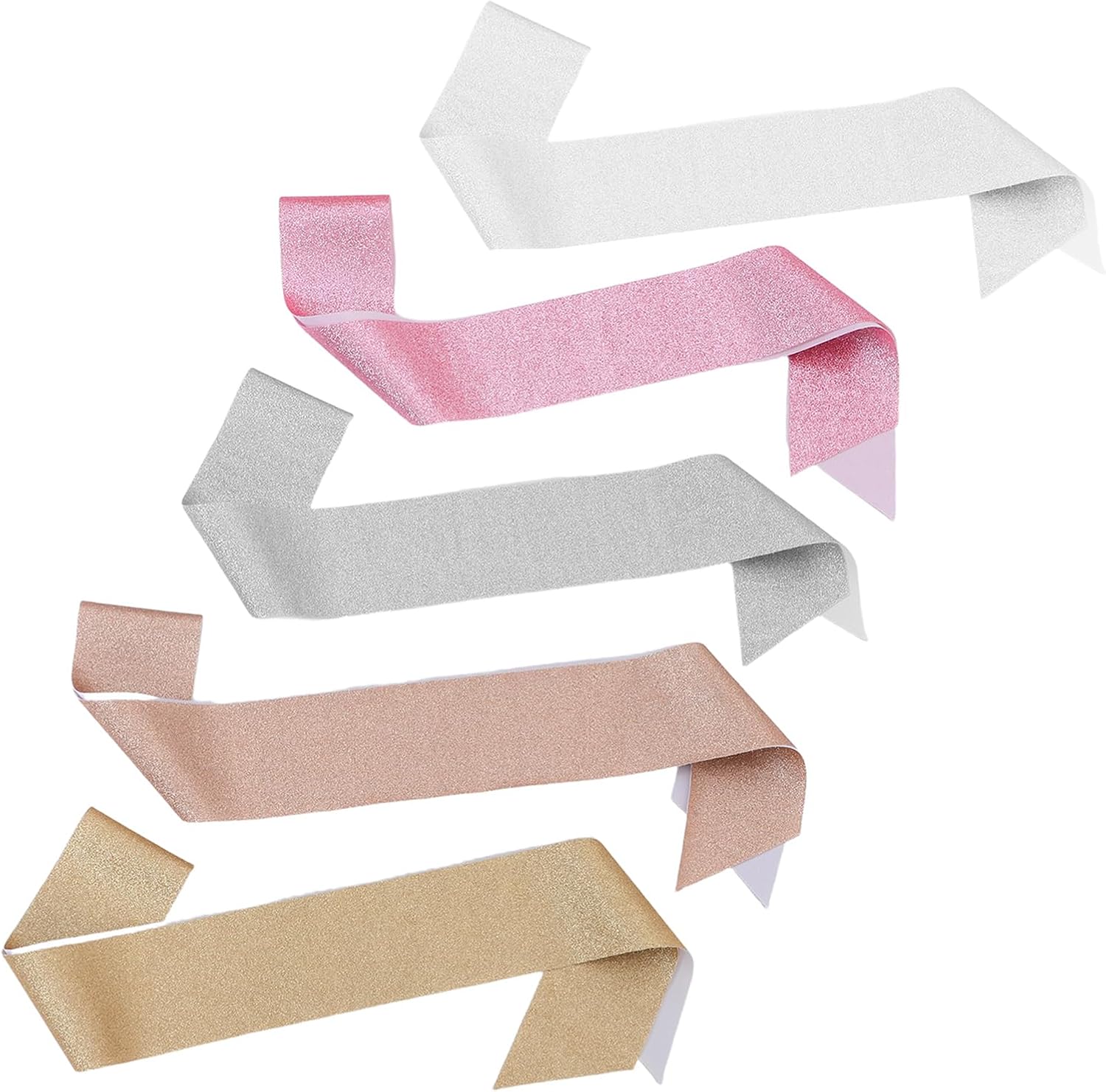 LOGOFUN 10PCS DIY Blank Glitter Sashes Shiny Shoulder Belt for Birthday Wedding Bachelorette Graduation Party Favors - Colorful