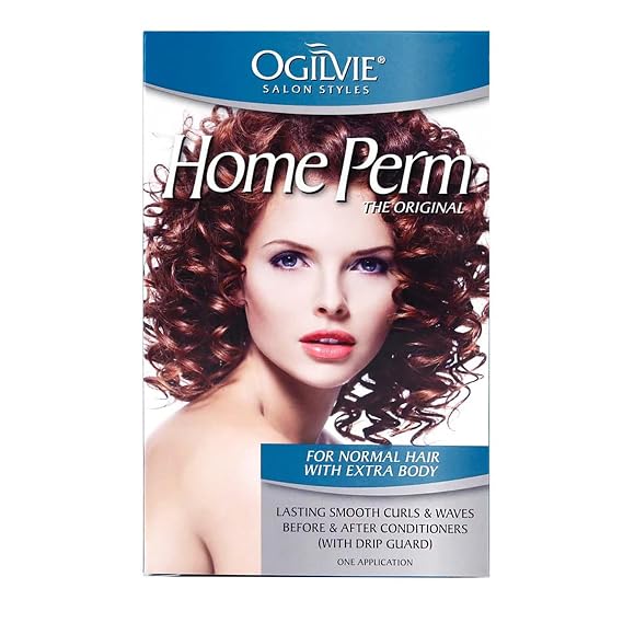 Ogilvie Salon Styles Home Perm The Original with Extra Body for Men & Women - For Color Treated, Normal Hair - Lasting Smooth Curls & Waves Before & After Conditioners with Drip Guard - 4 Pc
