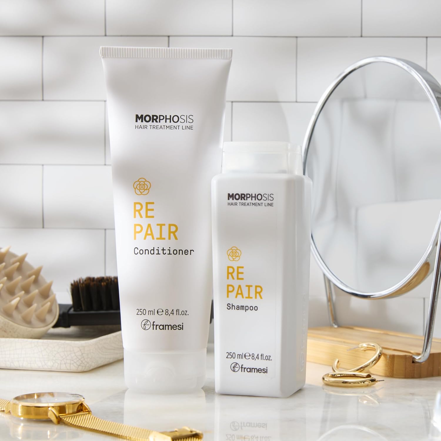 FRAMESI Morphosis Repair Shampoo, Moisturizes and Strengthens Hair, Natural Ingredients, Color Safe