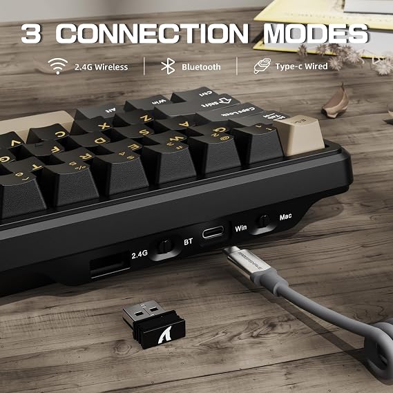 Attack Shark X66 60% Wireless Mechanical Gaming Keyboard with Volume Knob and A.Jazz AJ159APEX 8Khz Wireless Gaming Mouse Ultralight 56g with Magnetic Screen Charging Dock Combo Set(Star Black)